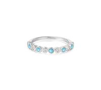 Ania Haie Silver Bezel Lab Created Turquoise Ring R063-01H - Bold - Size 56 - Sterling Silver / Rhodium Plated