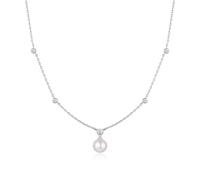 Ania Haie Silver Bezel-Set Station Necklace With Shell Pearl Pendant… - Sterling Silver,Rhodium Plated