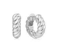 ANIA HAIE 925 Sterling Silver Chill Voyager Bold Texture Medium Huggie Hoop Earrings - Size: 8.5mm x 5.4mm - Gift Box Included