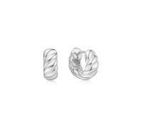 Ania Haie Bold Texture Silver Huggie Hoop Earrings - Sterling Silver / Rhodium Plated
