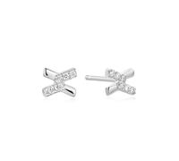 Ania Haie Silver Cross Studs with Zirconia - Rhodium Plated / Sterling Silver / Zirconia