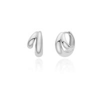 Ania Haie Silver Dome Huggie Hoop Earrings | Acotis Jewellery - Sterling Silver,Rhodium Plated