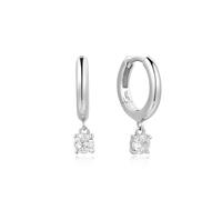 Ania Haie Silver Drop Solitaire Huggies E061-08H - Elegant - Rhodium Plated / Sterling Silver / Zirconia