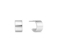 Ania Haie Silver Flat Small Huggie Hoop Earrings E062-02H - Refined - Sterling Silver / Rhodium Plated