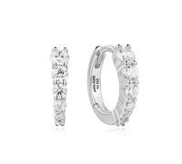 Ania Haie Silver Gradient Pave Huggies - Rhodium Plated / Sterling Silver / Zirconia
