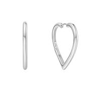 Ania Haie Silver Heart Hoop Earrings - Sterling Silver / Rhodium Plated