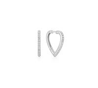 Ania Haie Silver Medium Sparkle Heart Huggie Hoop Earrings | Acotis… - Sterling Silver,Rhodium Plated