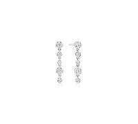 Ania Haie Silver Molten Cascade Bezel-Set Drop Stud Earrings |… - Sterling Silver,Rhodium Plated