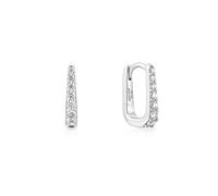Ania Haie Silver Oval Pavé Huggies E059-10H - Refined - Rhodium Plated / Sterling Silver / Zirconia