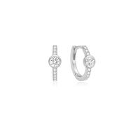 Ania Haie Silver Pavé Row & Bezel-Set Huggie Hoop Earrings | Acotis… - Sterling Silver,Rhodium Plated