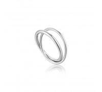 Ania Haie Silver Rhodium Plated Modern Double Wrap Ring R002-01H - Refined - Size 58