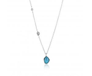 Ania Haie Silver Rhodium Plated Turquoise Pendant Necklace N014-02H - Bold