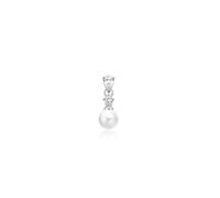Ania Haie Silver Shell Pearl Dangling Barbell Single Earring - Sterling Silver / Rhodium Plated