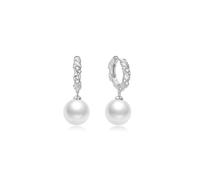Ania Haie Silver Shell Pearl Dangling Twisted Huggie Hoop Earrings |… - Sterling Silver,Rhodium Plated