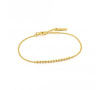 ANIA HAIE 925 Sterling Silver Simple Minimalist Beaded Chain Bangle Bracelet for Women, 14ct Gold Plated