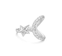 Ania Haie Silver Sparkling Moon and Star Adjustable Ring - Sterling Silver / Rhodium Plated