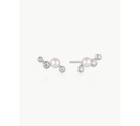 Ania Haie Silver Zig-Zag Shell Pearl Stud Earrings | Acotis Jewellery - Sterling Silver,Rhodium Plated