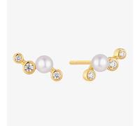 Ania Haie Starlit Drops 14ct Gold Plated Zig-Zag Shell Pearl Stud Earrings E074-11G
