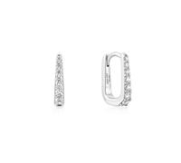 Ania Haie Sterling Silver Oval Pavé Huggie Hoop Earrings