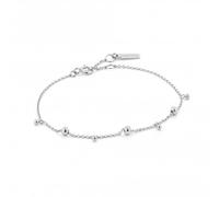 ANIA HAIE 925 Sterling Silver Dainty Studded Charms Stacking Dangle Bangle Bracelet for Women, Silver