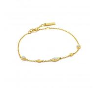 ANIA HAIE 925 Sterling Silver Faux Opal Colour Stone Chain Strand Bangle Bracelet, 14k Gold Plated