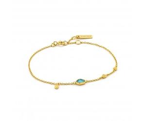 Ania Haie Sterling Silver Shiny Gold Plated Turquoise Discs Bracelet