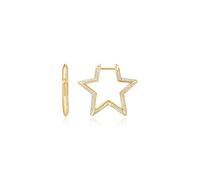 ANIA HAIE Sunny Sparkler Medium Star Pave Hoop Earrings 925 Sterling Silver 14K Gold Plated 96 Cubic Zirconia Size 19 x 2.3 mm with Gift Box