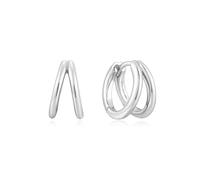 ANIA HAIE Sunshine Chaser Double Huggies Hoop Earrings - 925 Sterling Silver - Size: 8.5mm x 3-7mm - Gift Boxed, 8,5 x 3-7mm, Sterling Silver, No Gemstone