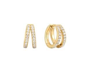 ANIA HAIE Sunshine Chaser Double Pavé Huggies Hoop Earrings 925 Sterling Silver Set with 44 Cubic Zirconia. Size: 8.5 x 3-7mm. Gift Boxed, 8,5 x 3-7mm, Cubic Zirconia 925 sterling silver, 14 carat