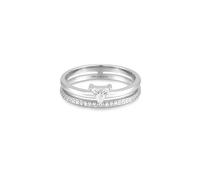 ANIA HAIE Sunshine Chaser Double White Triangle Stacker Women's Ring 925 Sterling Silver with 25 Cubic Zirconia Stones Size 54 with Gift Box