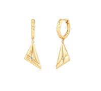 ANIA HAIE Sunshine Chaser Triangle Kiss Drop Huggies Hoop Earrings 925 Sterling Silver Set with 2 Cubic Zirconia. Size: 8.5 x 1.7-2.2 mm. Gift Boxed, 8,5 x 1,7-2,2mm, Cubic Zirconia 925 sterling