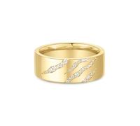ANIA HAIE Trailblazer 14K Gold Plated 925 Sterling Silver Tiger Stripe Ring for Women with 28 Cubic Zirconia, Size 58, Includes Gift Box