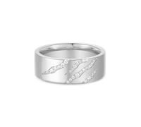 ANIA HAIE Trailblazer Women's 925 Sterling Silver Tiger Stripe Ring with 28 Cubic Zirconia Stones Size 56 with Gift Box