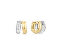 Ania Haie Two-Tone Sparkling Duet Mixed Huggie Hoop Earrings - Sterling Silver / Rhodium Plated / Gold Plated