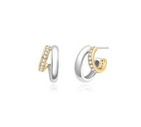 Ania Haie Two-Tone Sparkling Stud Hoop Earrings | Acotis Jewellery - Sterling Silver,Rhodium Plated,Gold Plated