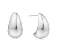 ANIA HAIE Vogue Maven Bold Dome Hoop Earrings - 925 Sterling Silver - Size: 19x11mm - Gift Boxed