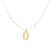 ANIA HAIE Vogue Maven Oval Necklace for Women, 925 Sterling Silver, 14K Gold Plated, Pendant with 10 Cubic Zirconia, Length: 45 cm + 5 cm Extension, Gift Packaging Included