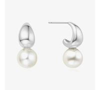 Ania Haie Vogue Maven Sterling Silver Shell Pearl Dome Hoop Earrings E062-06H