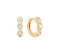 Ania Haie Wanderer Gold Alternating Half-bezel Huggie Hoop | Acotis - Sterling Silver / 14ct Gold Plated