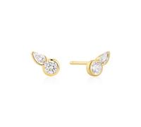 Ania Haie Wanderer Gold Bezel Round and Teardrop Stud | Acotis - Sterling Silver / 14ct Gold Plated