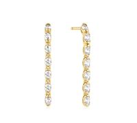 Ania Haie Wanderer Gold Half-bezel Oval Linear Dangle Stud | Acotis - Sterling Silver / 14ct Gold Plated