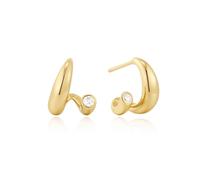 Ania Haie Wanderer Gold Spiral Bezel-end Stud Hoop Earrings | Acotis - Sterling Silver / 14ct Gold Plated
