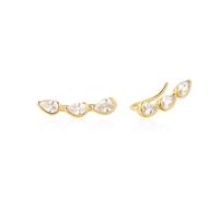 Ania Haie Wanderer Gold Triple Half-bezel Teardrop Climbers | Acotis - Sterling Silver / 14ct Gold Plated