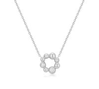 ANIA HAIE Women's Sterling Silver Asymmetric Circle Pendant Necklace Sterling Silver Cubic Zirconia Length 43cm + 5cm Extender Gift Packaging