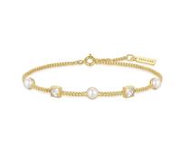 Ania Haie Women's Yellow Gold Plate Bezel-Set Cube and Pearl Station Bracelet