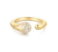 Ania Haie Women's Yellow Gold Plate Sparkling Cubic Zirconia Sculptural Crossover Adjustable Ring