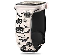 Aniaboho Compatible with Halloween Apple Watch Bands for Women Men 42mm(Series 10) 41mm 40mm 38mm, Halloween iWatch Bands for Apple Watch Series 10 9 8 SE 7 6 5 4 3 2 1 Ultra 2 1 (Starlight & Black)