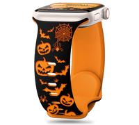Aniaboho Compatible with Halloween Apple Watch Bands for Women Men 44mm 45mm 49mm 42mm 46mm, Halloween iWatch Bands for Apple Watch Series 10 9 8 SE 7 6 5 4 3 2 1 Ultra 2 1 (Black & Orange)