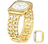 Aniaboho Gold Watch Bands for Women Compatible with Apple Watch Bands Series 11 10(With Case) 42mm, Adjustable Replacement Bracelet for iWatch Bands, Dressy Fancy Designer Metal Chain Strap