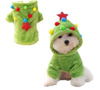 ANIAC Christmas Dog Outfit Warm Fleece Small Dogs Hoodies Coat Holiday Puppy Clothes for Girl Boy Santa Claus Pet Costume for Cats Winter Puppy Dog Sweatshirt for Christmas (Green, Large)